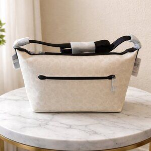 NWT Coach White Signature Shoulder Bag w/ Black Accents